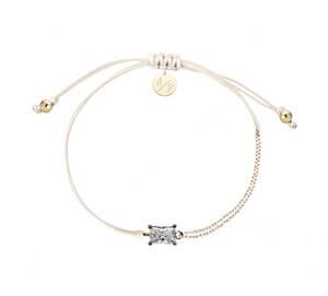 NEW ADRIANA PAPPAS cz emerald cut bracelet on colored cord in ivory
